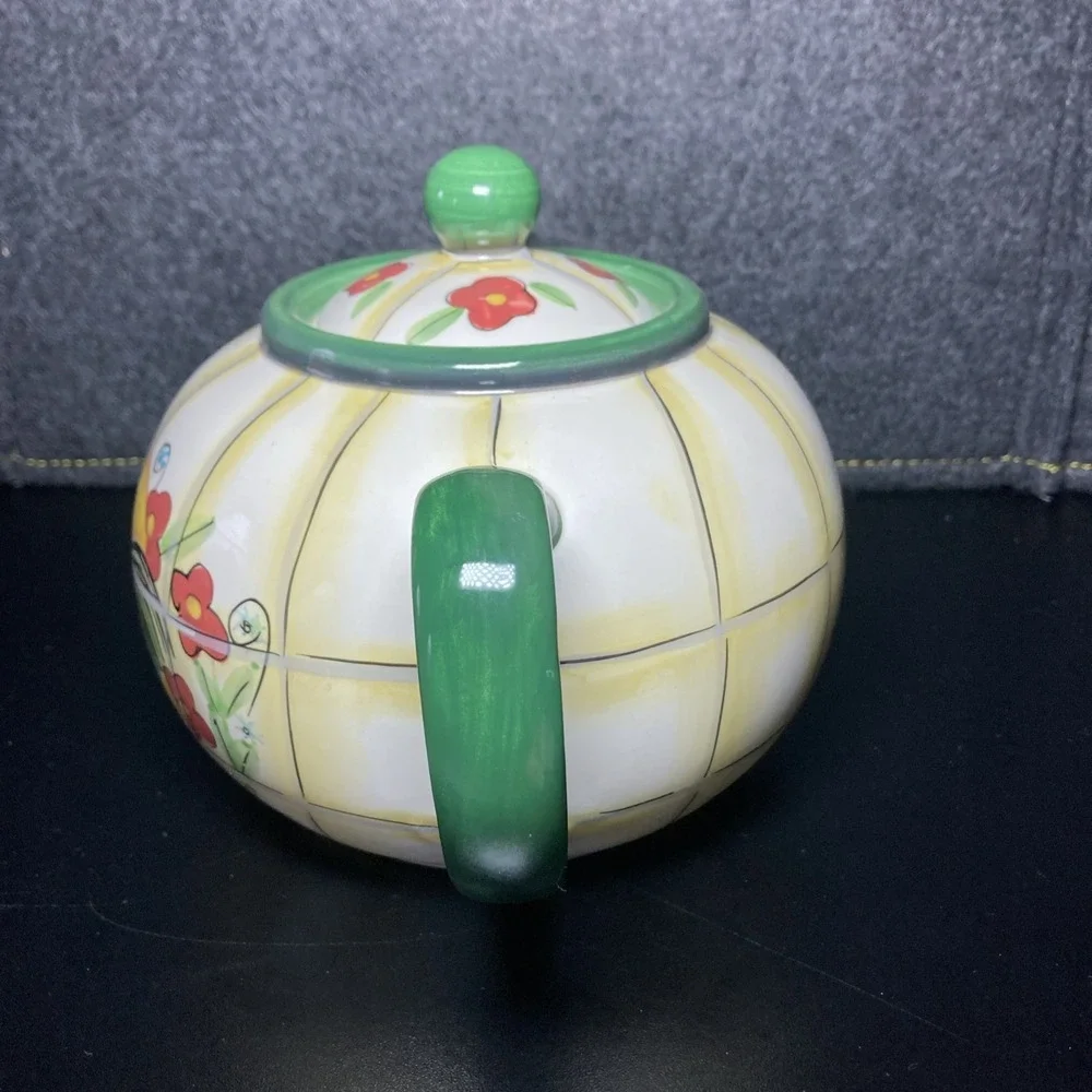 Vintage Rooster Farmhouse‎ Ceramic Teapot Floral Sunrise W/ Lid